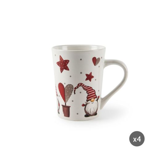 Tazze tipo mug, 4 pezzi, gnomo, natalizie