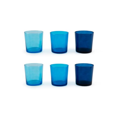 Bicchieri acqua, 6 pezzi, tonalità azzurro e blu