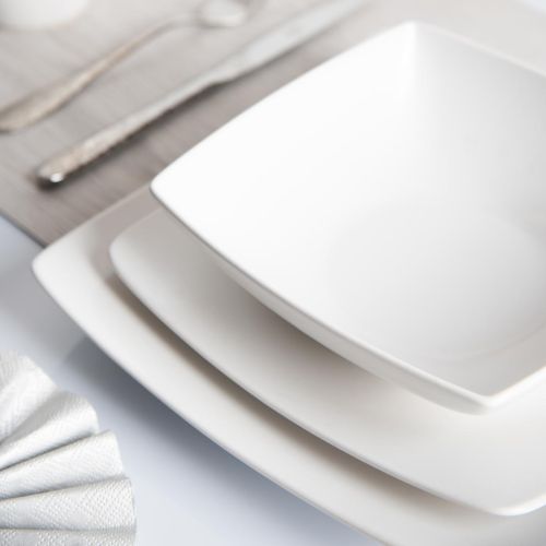 Servizio piatti, 18 pezzi, stile nordico, bianco opaco